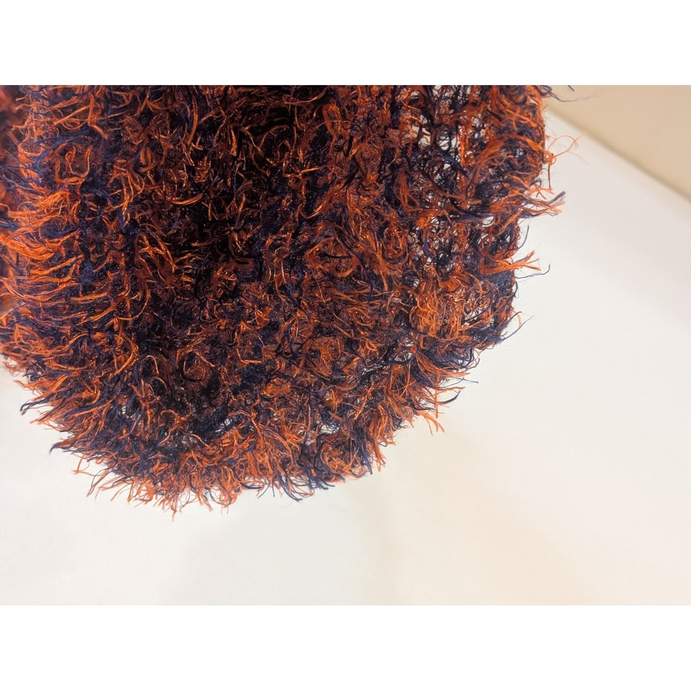 Orange & Blue Fuzzy Eyelash Knit Scarf Winter Fashion Accessory Auburn Boise St. - Picture 3 of 3